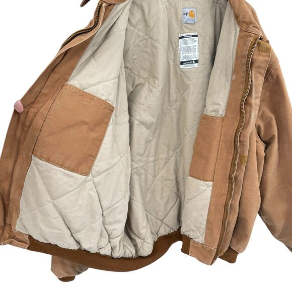 Carhartt FRJ195 Flame Resistant Quilt Lined Heavyweight Duck Bomber Jacket - Picture 11 of 15